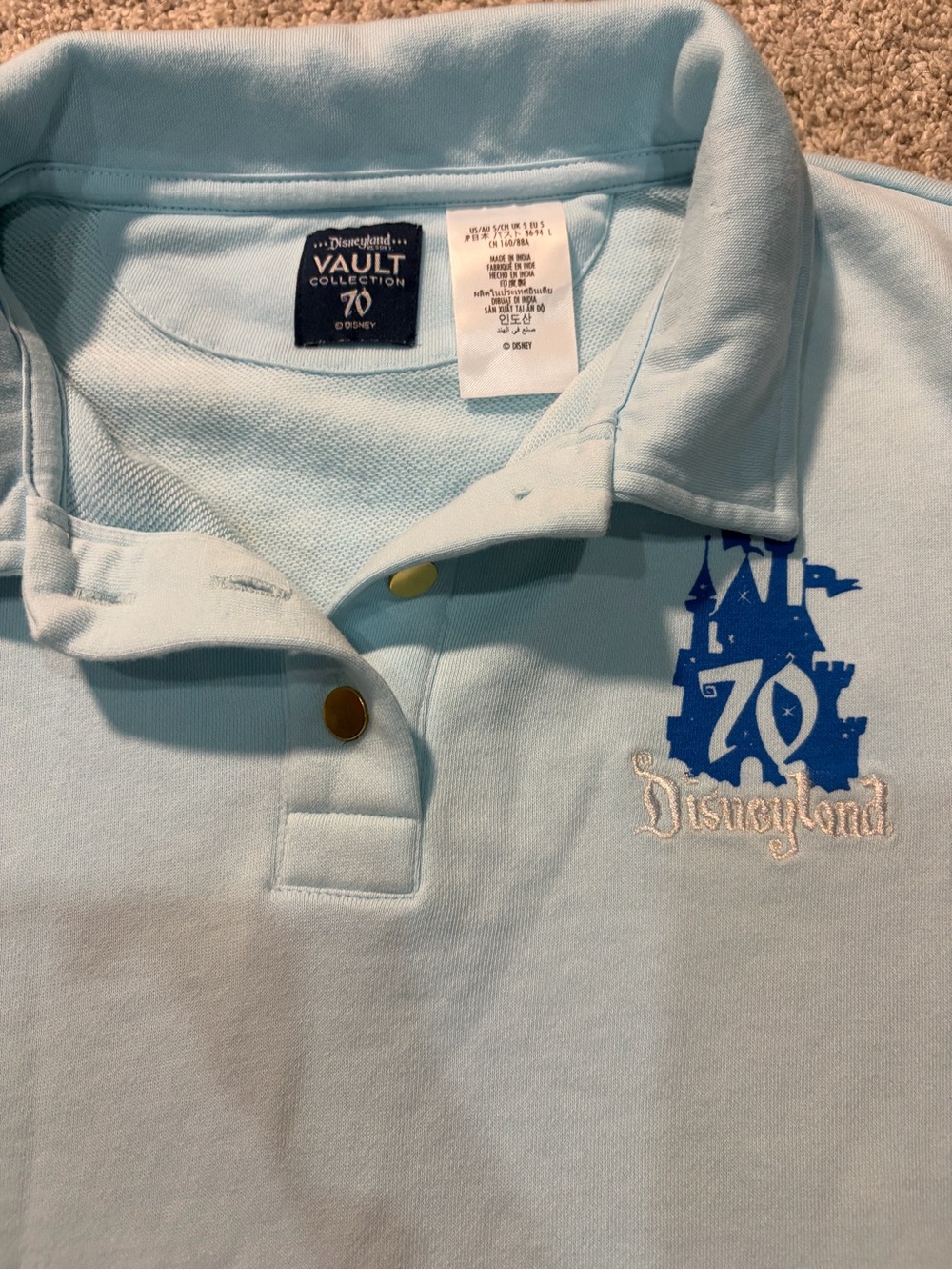 Disneyland Light Blue Womens Long-Sleeve Polo Sweater Size Small - Picture 2 of 4